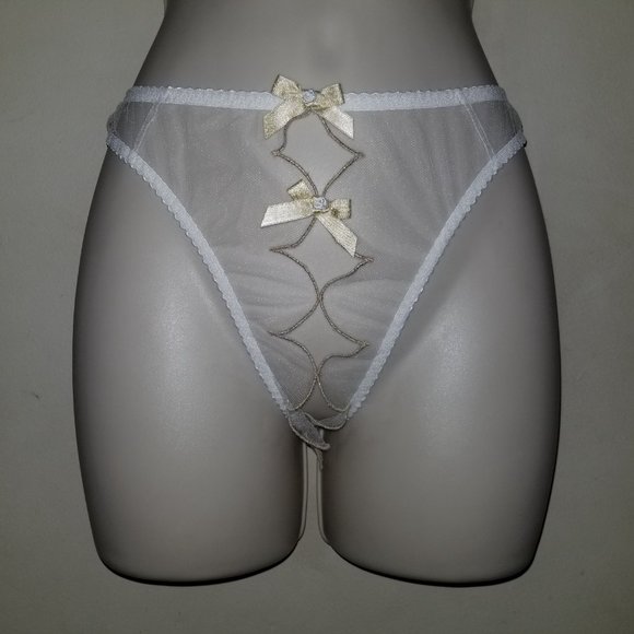 Agent Provocateur Lorna Ouvert white with gold NWT